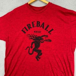 Fireball Whisky Adult Men T-Shirt 2XL Red Graphic Print Crewneck Sort Sleeve Tee